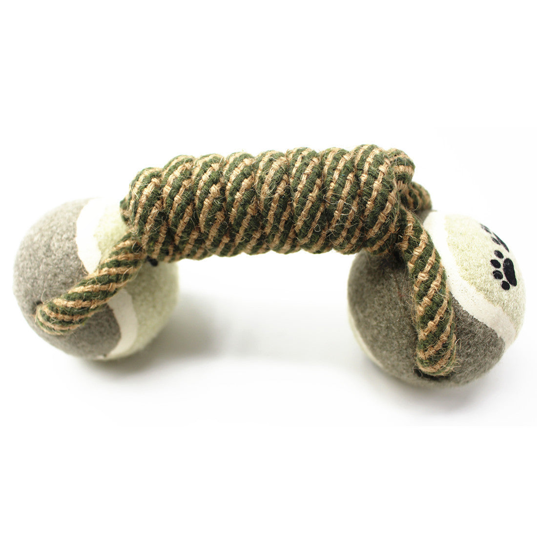 TugTennis™ Product Information: Product Name: Tennis cotton rope dumbbell toys Product Category: Knot toys Product specifications: Ball diameter 6.5cm, total length 25cm, error 1cm, Product weight: 200g Material: cotton and linen rope, elastic rubber ball