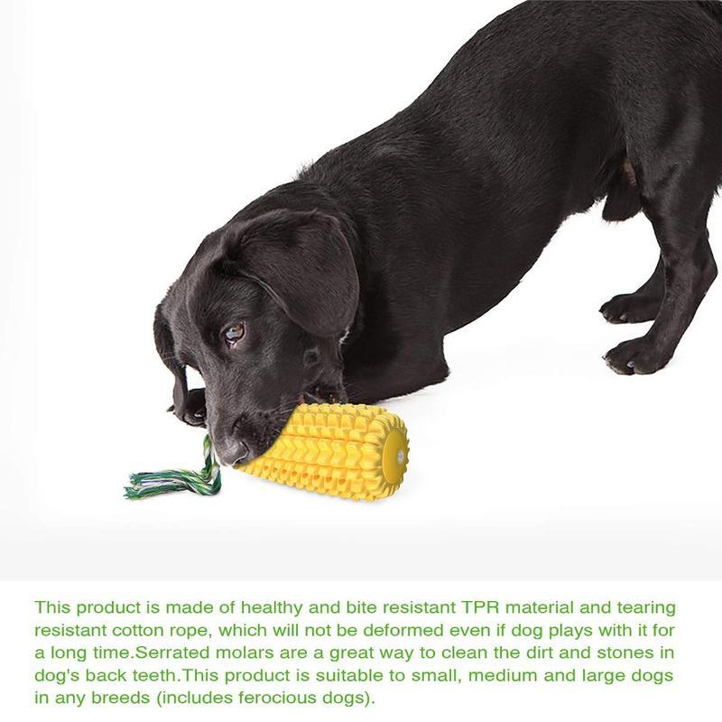 Durable Corn Rope Toy – Fun & Squeaky Dog Chew Product DescriptionUnique Design: The newly designed corn zigzag-shapedmolars can be brushed to pet dog's calculus bothhorizontally and vertically. Almost Indestructible: The indestructible dog chew toysTeste