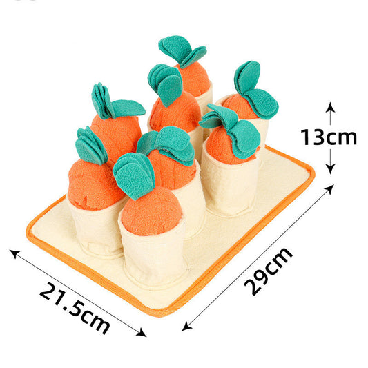 Root & Reward™ – Interactive Pet Toy Product information: Product category: Bite toys Material: Polar fleece + felt cloth Specification: Yellow orange Pull radish game puzzle dog toy slow food leakage training play sniffing pet toy supplies Dog Toys