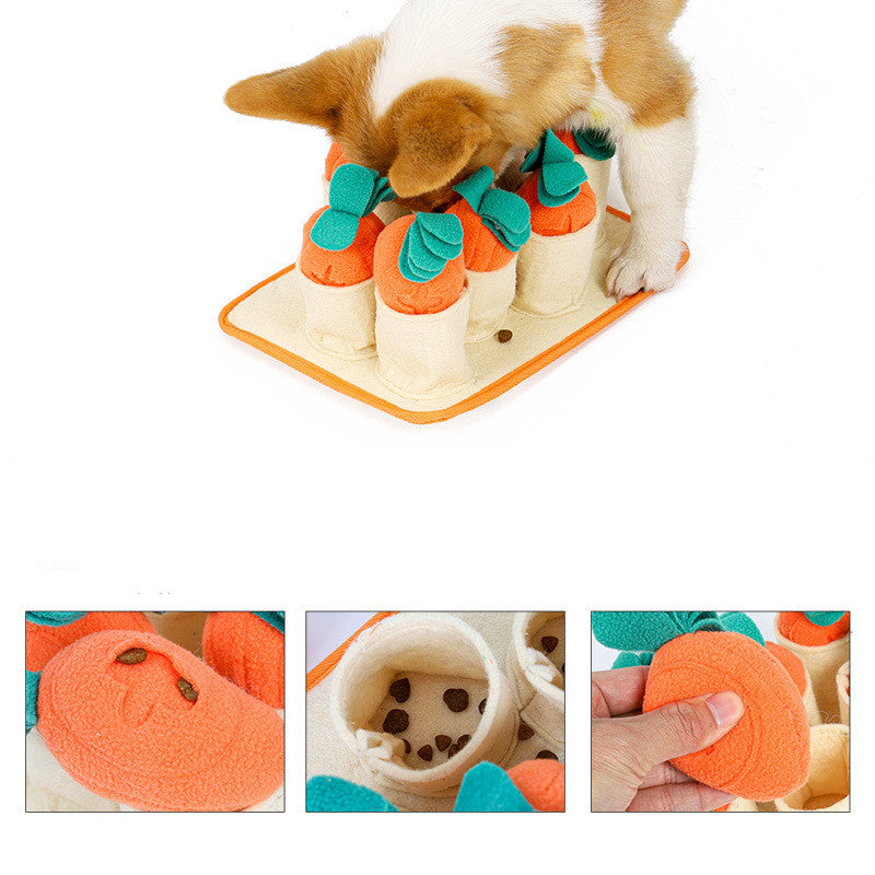 Root & Reward™ – Interactive Pet Toy Product information: Product category: Bite toys Material: Polar fleece + felt cloth Specification: Yellow orange Pull radish game puzzle dog toy slow food leakage training play sniffing pet toy supplies Dog Toys
