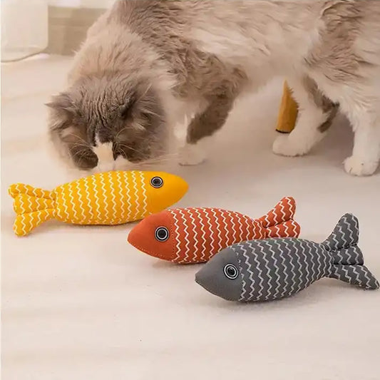 Interactive Catnip Fish – Teething & Play Pillow for Kittens Cozy Companion: Our catnip fish kicker toys are all made of soft plush material and baby-level cotton, soft and comfortable enough for your feline friends to snuggle and chew. Organic Catnip Fil