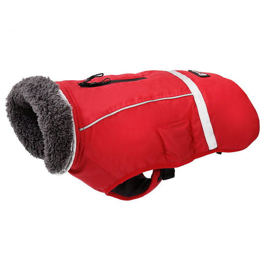Reflective Warm Coat – Safety & Comfort for Large Dogs Material: waterproof nylon + polar fleece + flocking Product category: vest Style: Europe and America Applicable gender: general 1. Asian sizes are 1 to 2 sizes smaller than European and American peop