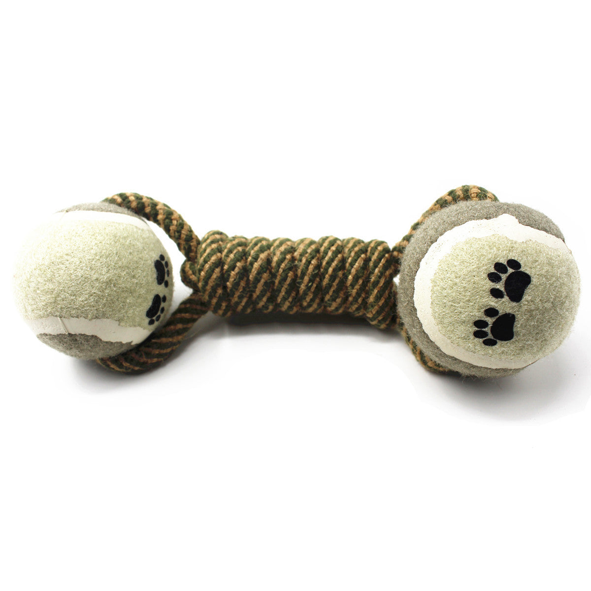 TugTennis™ Product Information: Product Name: Tennis cotton rope dumbbell toys Product Category: Knot toys Product specifications: Ball diameter 6.5cm, total length 25cm, error 1cm, Product weight: 200g Material: cotton and linen rope, elastic rubber ball