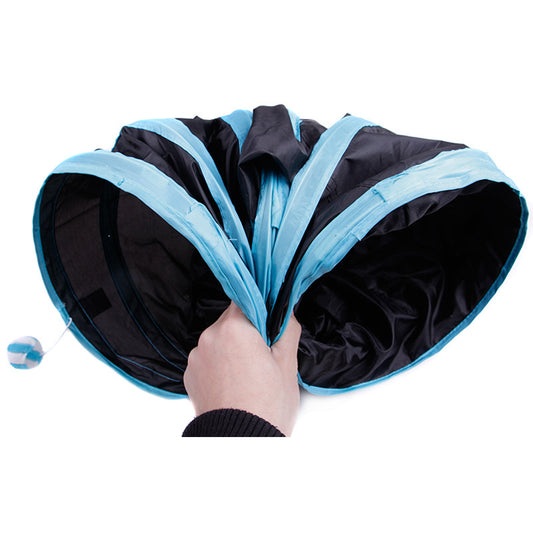 Multi-Channel Cat Tunnel – Portable & Fun Hideout for Pets Overview: This folding soft tunnel suits all small pets, including rabbits, ferrets, guinea pigs, puppies and kittens. Pets will enjoy playing in this tunnel, running back and forth, exploring, ow