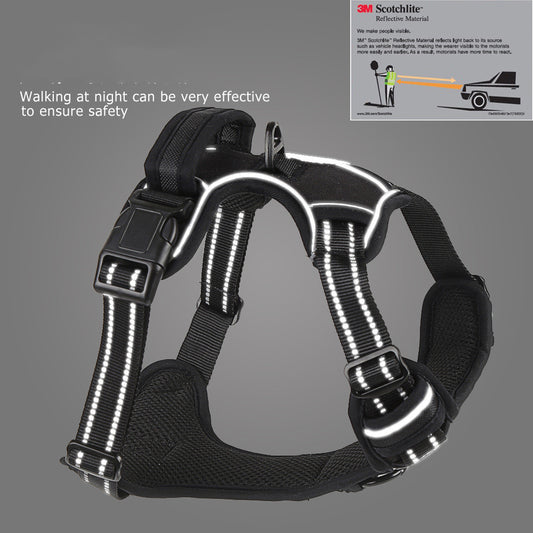 EasyWalk Reflective Harness Product information: Material: Polyester Specifications: S (bust 40-60cm), M (bust 55-70cm), L (66-90cm), XL (78-105cm) Color: black, red, fluorescent orange Packing list: Dog chest strap x1 Picture details: Size Suitable weigh