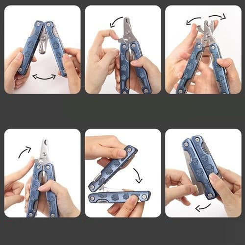 Clip & Comb™ – Folding Nail Clipper with Pet Comb Product information: Goods number: Nail scissors Applicable pet category: general Material: Stainless steel Packing list: Nail clippers*1 Shears & Scissors