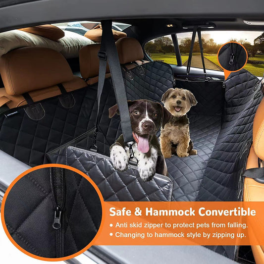 PetShield Car Mat Product information: Color: Orange with pocket, all black with pocket Specification: 137 * 147CM Material: cloth Applicable object: Dog Size: Packing list: Pet cloth car mat * 1 Product Image: Backseat Barriers