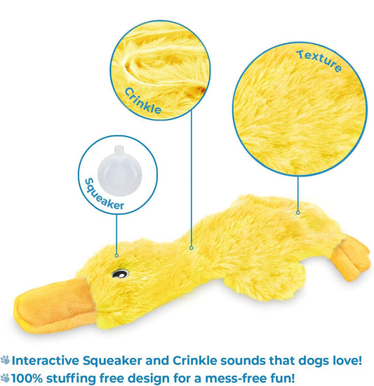 SoftQuack™ – Plush Duck for All Pup Sizes Premium Soft Chew Toys for Dogs - These adorable dog crinkle toys no stuffing ducks provide your four-legged best friend with an interactive chew toy that makes noise, keeps them engaged, and is gentler on teeth,