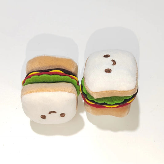 Squeaky Hamburger Toy – Fun Stress Relief for Pets Product information: Color: Hamburger, sandwich, rice ball Material: Plush Category: Pet Toys Product Name: Pet sounding toy Product size: 7*7 * 8CM (hamburger). 10*6 * 5C M (rice balls)7*7 * 7C M (sandwi