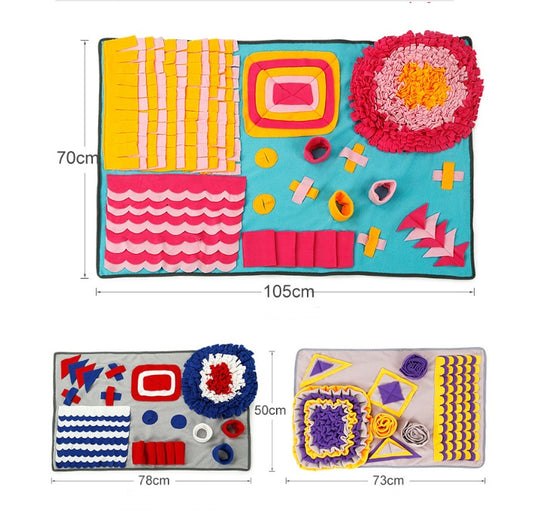 Interactive Puzzle Pet Sniffing Pad Blanket Smelling Traning Toy Overview : 1. Soft fleece upper with anti-slip bottom. 2. Machine Washable. 3. Pet expert says: 10 mins snuffle = 1 hour running. 4. Release Extra energy and keep your pet calm down. 5. Good