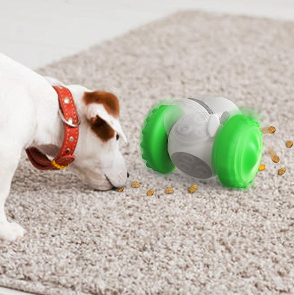 TreatRider Overview: New upgrade toy: intelligent robot tumbler design. Rolling balance system, no electric drive required, it will keep standing no matter how the dog pushes it. Dogs can be rewarded by constantly pushing it, greatly extending pet eating
