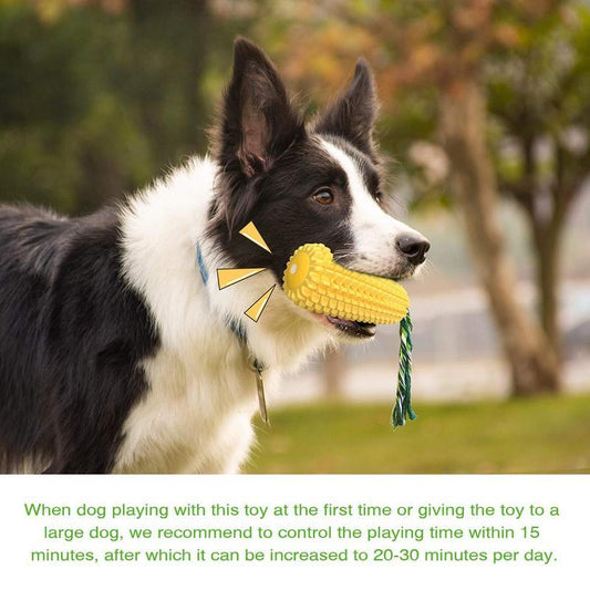 Durable Corn Rope Toy – Fun & Squeaky Dog Chew Product DescriptionUnique Design: The newly designed corn zigzag-shapedmolars can be brushed to pet dog's calculus bothhorizontally and vertically. Almost Indestructible: The indestructible dog chew toysTeste