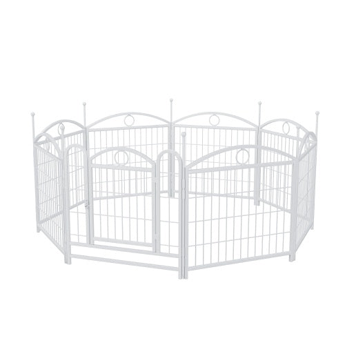 FortPaw Dog Crate 24" Foldable 8-Panel Metal Dog Playpen – Indoor & Outdoor Pet Exercise Pen (White) Create a safe, spacious, and flexible play area for your furry friend. Whether you're indoors or out, this durable and portable dog playpen provides the i