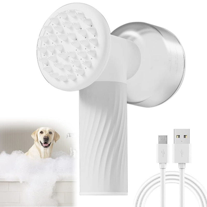 FoamPaws Electric Bath Brush Overview: MATERIAL: The dog bath brush is made of silicone, which has the advantages of high-temperature resistance, easy cleaning, and quick drying. Our pet bath brush gives you and your dog or cat a good interaction to massa