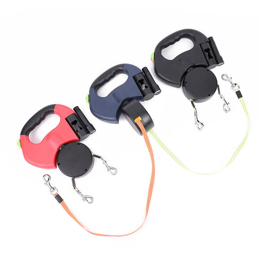 PawPair Overview: Made of high-quality plastic and nylon material, won't be destroyed by your dogs. The traction rope is automatic retractable, really convenient and stored easily. One-to-two automatic telescopic traction rope, easy to walk two dogs. With