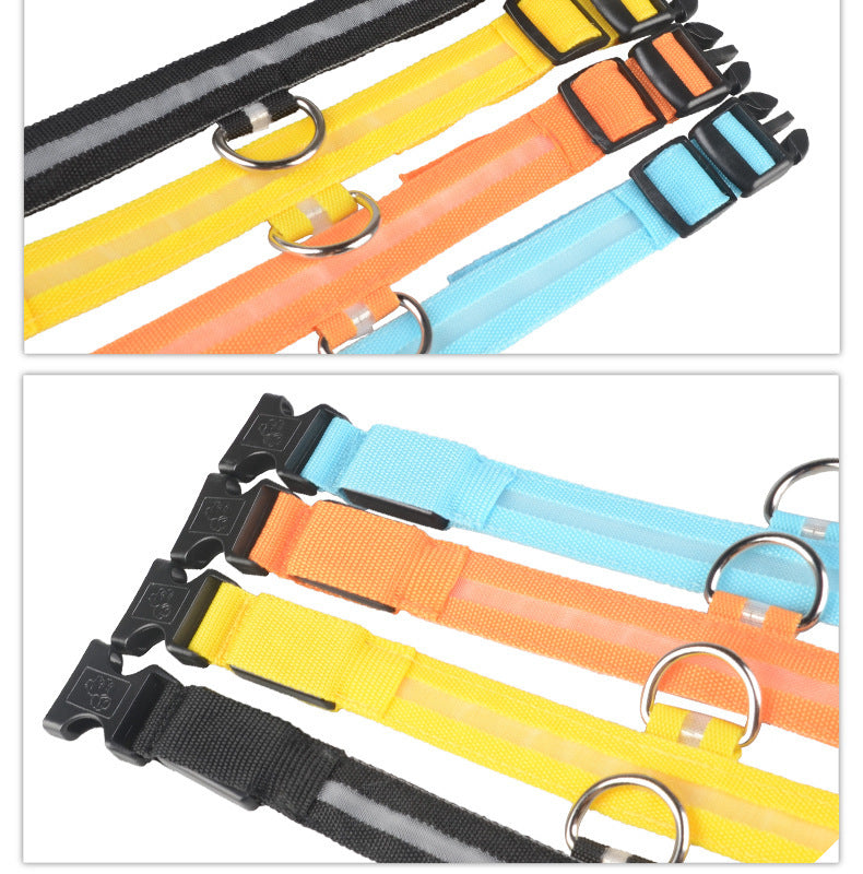 GlowPaw Overview 1. In order to prevent the light from flickering when pressed during delivery, we made a small plastic film to stop the switch. When you receive the collar, just remove this film and the light will work. introduce: 2. Nylon LED lighting d