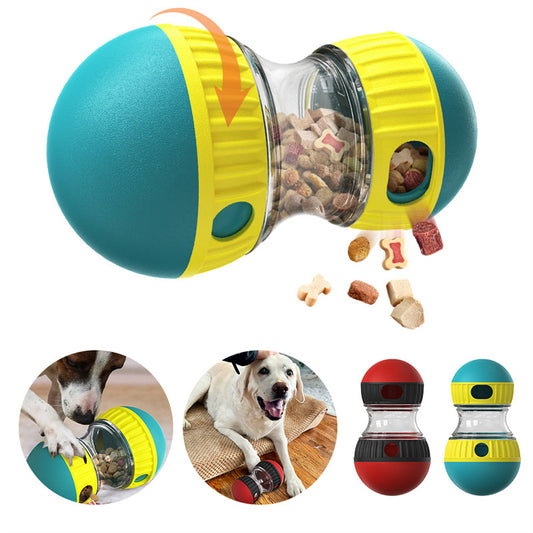 TreatTumbler Overview: DURABLE MATERIAL & THICKENED LARGE BARN - To ensure long-term use and pet health and safety, both ends of the dumbbell treat dispensing dog toy and dog treat dispenser toy are made of durable non-toxic nylon. And we thickened and en