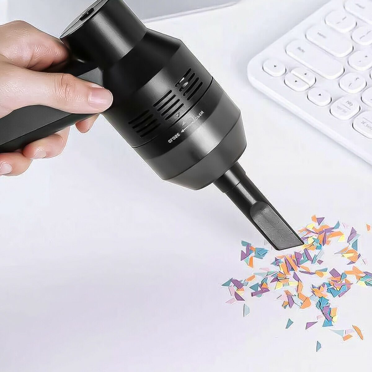 TechSweep™ Feature: High Power & Strong Suction: The desk vacuum cleaner adopts an advanced brush-less axial flow copper DC motor with thick copper wire, the high sensitivity rotating shaft, stronger suction, and electric air duster are ensured. What’s mo