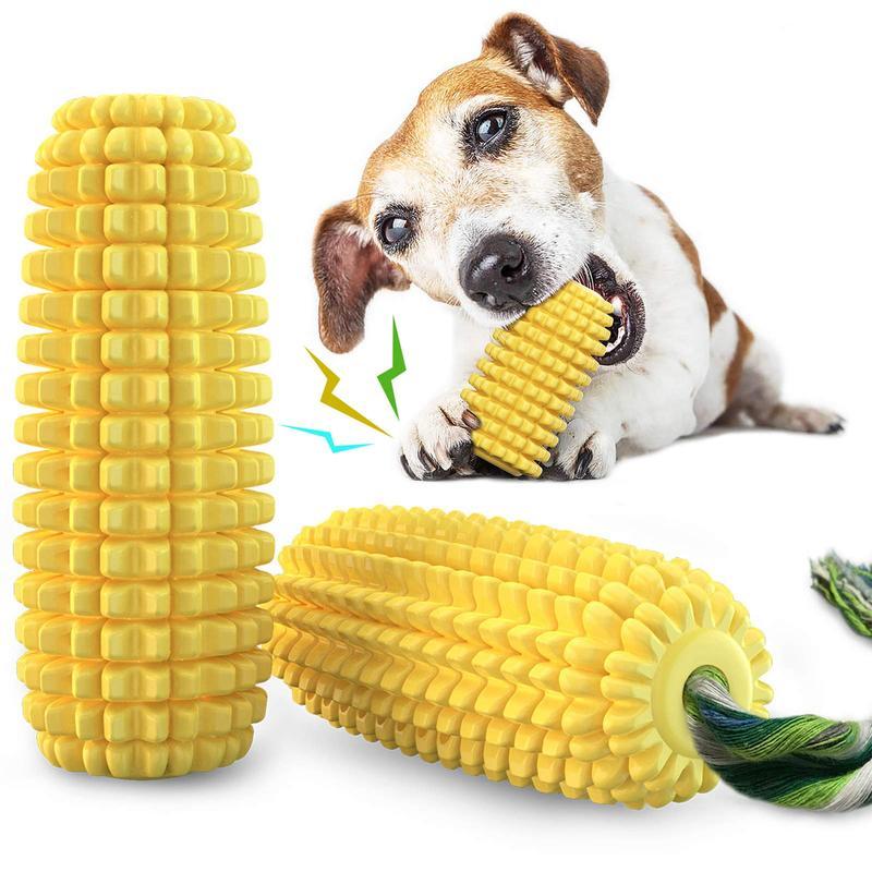 Durable Corn Rope Toy – Fun & Squeaky Dog Chew Product DescriptionUnique Design: The newly designed corn zigzag-shapedmolars can be brushed to pet dog's calculus bothhorizontally and vertically. Almost Indestructible: The indestructible dog chew toysTeste