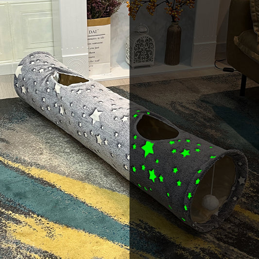 DragonGlow™ – Night-Light Rolling Cat Tunnel Product information: Material: flannel Product category: Cat tunnel Color: love, five pointed star, irregular line, moon and star Specification: 120 * 25cm Packing list: Cat tunnel*1 Tunnels
