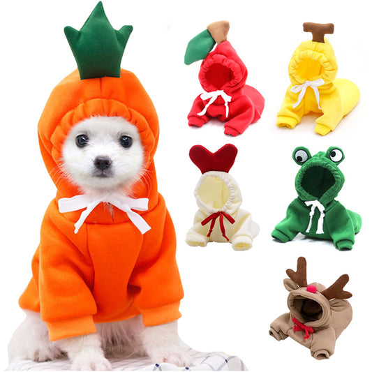 Winter Fleece Pet Hoodie – Adorable Fruit Design for Small Breeds Overview: 1. The material is soft and comfortable, enough to keep warm so that your pet looks more attractive and stylish! 2. Fruit design to make your puppy more cute, which will help redu
