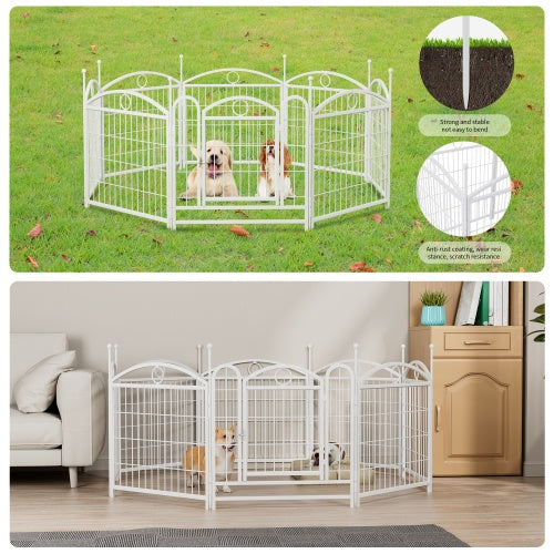 FortPaw Dog Crate 24" Foldable 8-Panel Metal Dog Playpen – Indoor & Outdoor Pet Exercise Pen (White) Create a safe, spacious, and flexible play area for your furry friend. Whether you're indoors or out, this durable and portable dog playpen provides the i