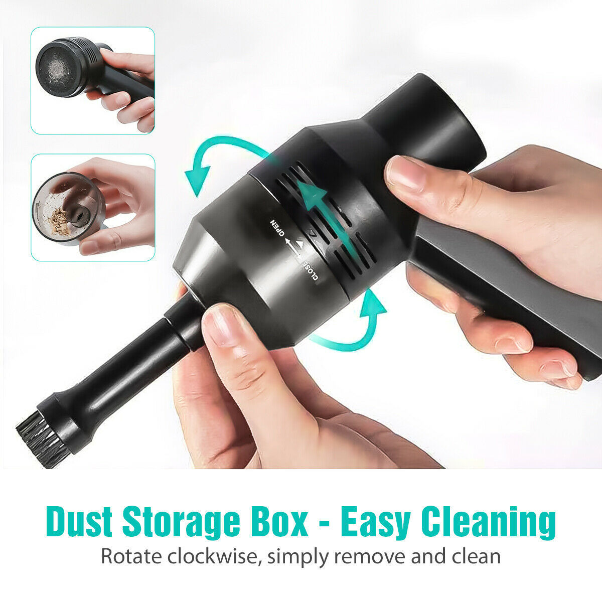 TechSweep™ Feature: High Power & Strong Suction: The desk vacuum cleaner adopts an advanced brush-less axial flow copper DC motor with thick copper wire, the high sensitivity rotating shaft, stronger suction, and electric air duster are ensured. What’s mo