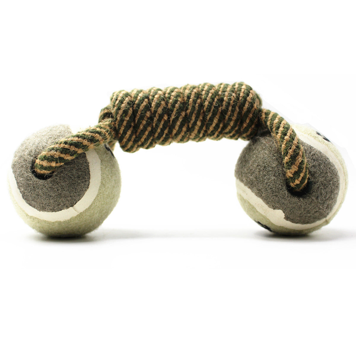 TugTennis™ Product Information: Product Name: Tennis cotton rope dumbbell toys Product Category: Knot toys Product specifications: Ball diameter 6.5cm, total length 25cm, error 1cm, Product weight: 200g Material: cotton and linen rope, elastic rubber ball