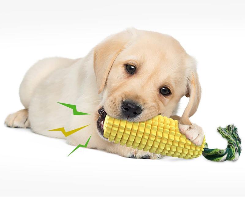 Durable Corn Rope Toy – Fun & Squeaky Dog Chew Product DescriptionUnique Design: The newly designed corn zigzag-shapedmolars can be brushed to pet dog's calculus bothhorizontally and vertically. Almost Indestructible: The indestructible dog chew toysTeste