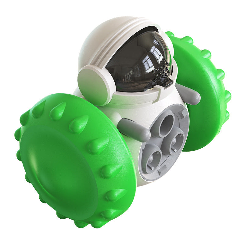 TreatRider Overview: New upgrade toy: intelligent robot tumbler design. Rolling balance system, no electric drive required, it will keep standing no matter how the dog pushes it. Dogs can be rewarded by constantly pushing it, greatly extending pet eating