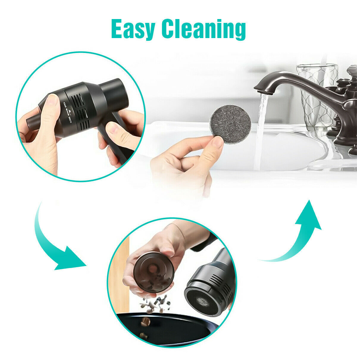 TechSweep™ Feature: High Power & Strong Suction: The desk vacuum cleaner adopts an advanced brush-less axial flow copper DC motor with thick copper wire, the high sensitivity rotating shaft, stronger suction, and electric air duster are ensured. What’s mo