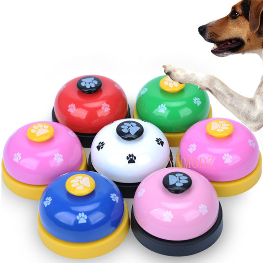 Pet Bell Trainer Describe: 100% brand new and high quality Bright colors, attract the attention of cats and dogs, sturdy and bite resistant, mechanically perfect, no battery required. Ring the bell to eat, ring the bell to urinate, develop intelligence, i