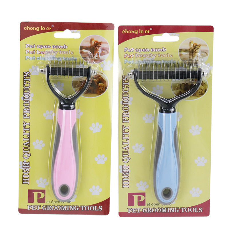 KnotAway™ Dual Pet Comb Product information: Specifications: Pink small size, pink large-sized, blue Small size small size, blue plus size, new style pink small size, new style pink pink large-sized, new blue color blue Small size small size, new blue col