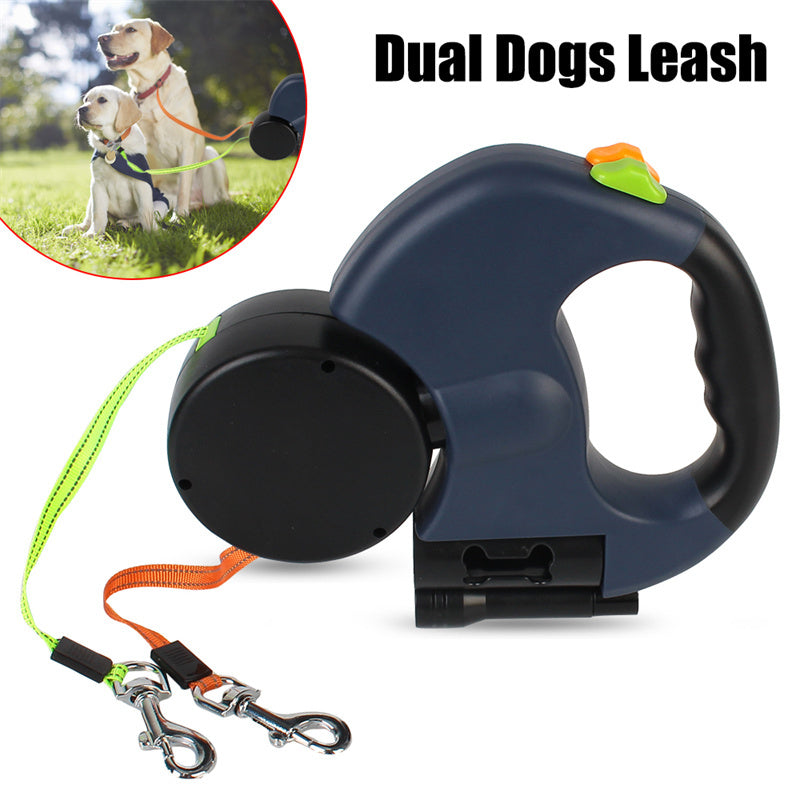 PawPair Overview: Made of high-quality plastic and nylon material, won't be destroyed by your dogs. The traction rope is automatic retractable, really convenient and stored easily. One-to-two automatic telescopic traction rope, easy to walk two dogs. With