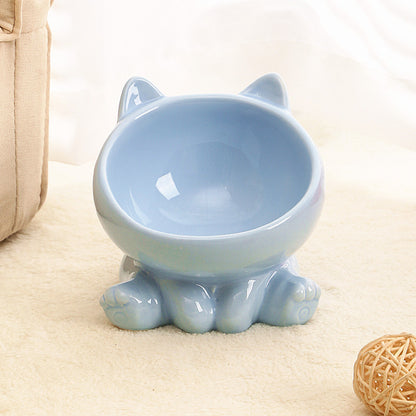 BevelPaw Pet Feeder Product information: Material: Ceramic Applicable object: Cat Specifications: stretch Blue, stretch pink, stretch White, stretch Green, stretch orange, stretch black Category: Pet tableware Size: Packing list: Bowl*1 Product Image: Bow
