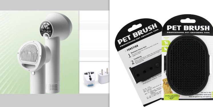 GroomBlow™ – Silent Smart Dryer & Comb for Pets Dry and groom your pet with ease using the GroomBlow™ Smart Pet Hair Dryer – the ultimate 2-in-1 tool designed to keep your dog or cat calm, clean, and fluffy. 2-in-1 Blow & Brush: Dries and detangles at the