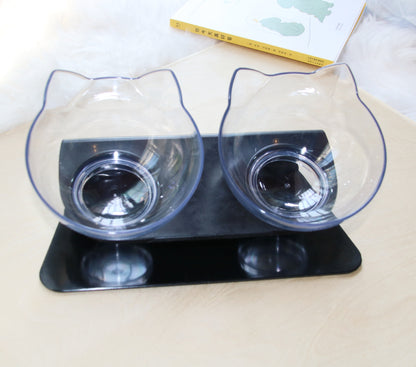 FurSpine Cat Feeder Product information: Shape:Round Material: Plastic Complete automatic feeding: Yes Product No.: Cat head transparent double bowl Color: Transparent cat head bowl Easy to clean transparent bowl: For dogs and cats Transparent bowl of cat