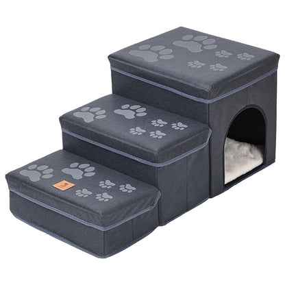 ClimbEasy Pet Ladder Product information: Material: Tech cloth Colors: blue (rabbit plush), beige (rabbit plush), blue (lamb plush), beige (lamb plush), claw print blue (rabbit plush), claw print red (rabbit plush) Product size: 68 * 35 * 33cm Packing lis