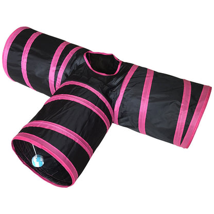 Multi-Channel Cat Tunnel – Portable & Fun Hideout for Pets Overview: This folding soft tunnel suits all small pets, including rabbits, ferrets, guinea pigs, puppies and kittens. Pets will enjoy playing in this tunnel, running back and forth, exploring, ow