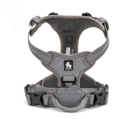 TrueFit Reflective Harness Overview: Two safety belt connection points: the aluminum alloy D-ring on the back of the safety belt and the stainless steel O-ring on the front of the safety belt. Ergonomic design: easy to open and easy to close. Reduce the r