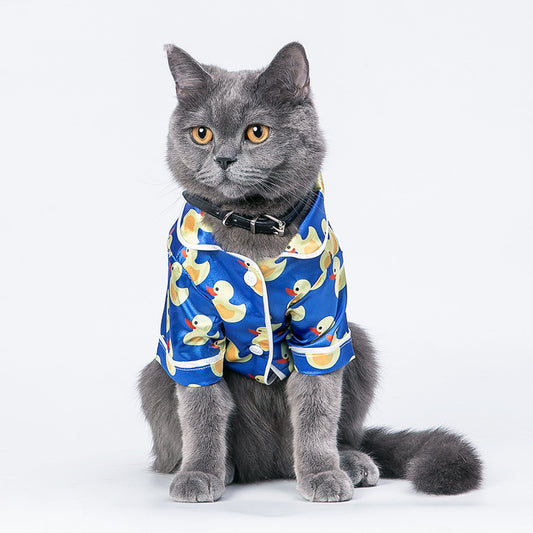Seasonal Pet Apparel Product information: Material: Polyester Product Category: Clothes style: Casual Item No.: MK20 Duck Home Wear Applicable gender: general Color: blue Size Information: Size: XS code, S code, M code, L code, XL code, XXL code, XXXL cod