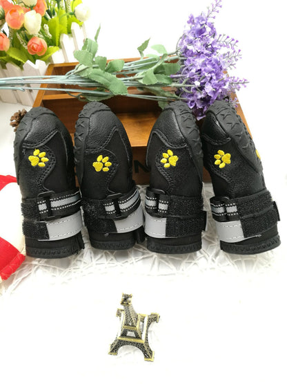 PawTrek™ Everyday Dog Shoes Features: 1. Waterproof PVC sole helps keep your feet dry, so dogs can wear them on light snow or muddy and wet streets. 2. The non-slip sturdy sole provides a protective layer to withstand hot and cold surfaces such as ice and
