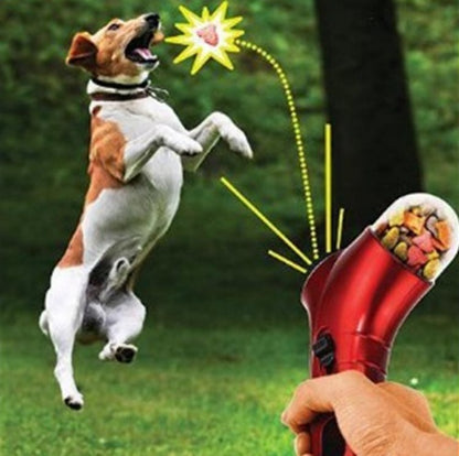 PawZap Treat Launcher Overview: It comes with a wrist strap, that makes it very portable. The handle is designed to give you a comfortable grip. Perfect for dogs and cats, easy to load and fun to use. This toy is great interactive fun for you and your dog