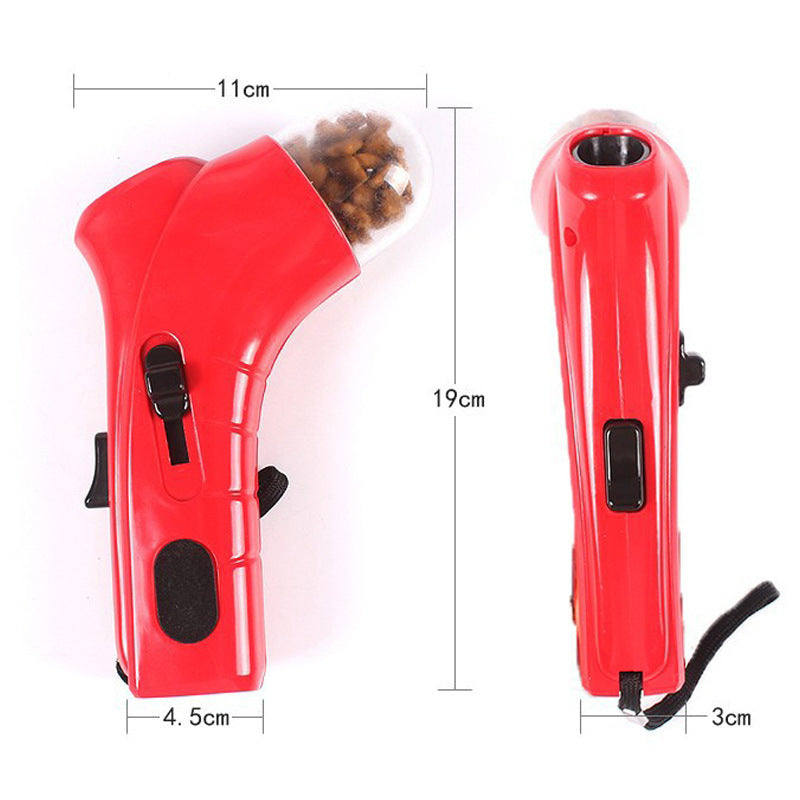 PawZap Treat Launcher Overview: It comes with a wrist strap, that makes it very portable. The handle is designed to give you a comfortable grip. Perfect for dogs and cats, easy to load and fun to use. This toy is great interactive fun for you and your dog