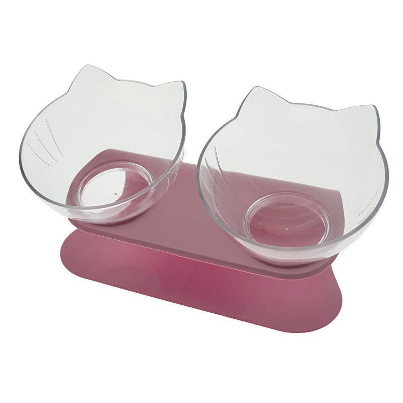 FurSpine Cat Feeder Product information: Shape:Round Material: Plastic Complete automatic feeding: Yes Product No.: Cat head transparent double bowl Color: Transparent cat head bowl Easy to clean transparent bowl: For dogs and cats Transparent bowl of cat