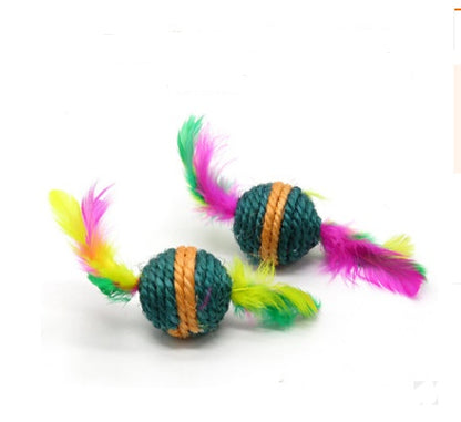 Handmade Wooden Cat Teaser – Fun Stick & Mouse Toy Product name: Solid wood funny cat stick toy Product material: solid wood hemp feather rope bell Feathers & Teasers