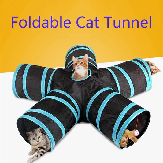 Multi-Channel Cat Tunnel – Portable & Fun Hideout for Pets Overview: This folding soft tunnel suits all small pets, including rabbits, ferrets, guinea pigs, puppies and kittens. Pets will enjoy playing in this tunnel, running back and forth, exploring, ow