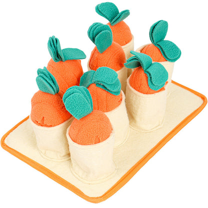 Root & Reward™ – Interactive Pet Toy Product information: Product category: Bite toys Material: Polar fleece + felt cloth Specification: Yellow orange Pull radish game puzzle dog toy slow food leakage training play sniffing pet toy supplies Dog Toys