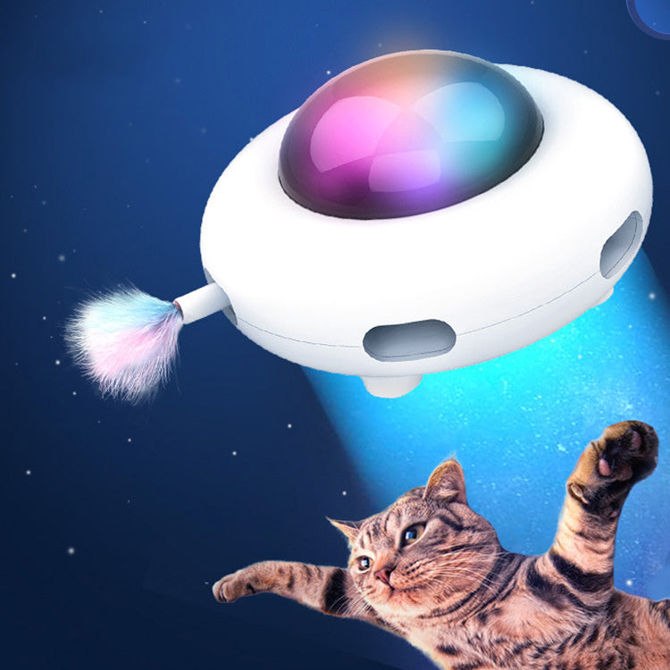 UFOPlay Overview: 100% brand new and high quality 1. Vibration activation 2. In smart mode, the cat's paw vibration triggers the operation, entertaining the boring time, and releasing the cat's vitality Product information: Name: UFO electric cat funny ca