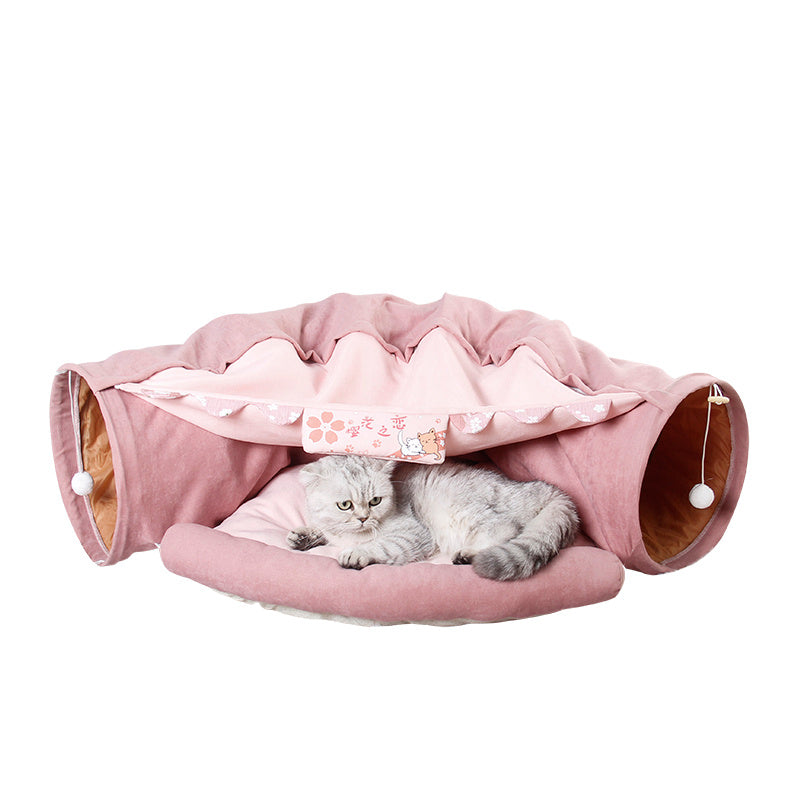BunnyMaze – Foldable Pet Tunnel & Cozy Bed Combo Overview 1. High-quality material: Polyester keeps your cat comfortable and durable. 2.Collapsible: Easily folded up and can carry to outside. 3.With a mat for the cat to sleep. Specification Name of Produc